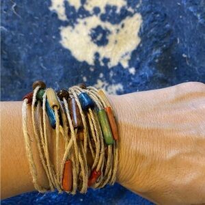 Bamboo/ Leather 'Colorful Amazon' Bracelet (Brazil)